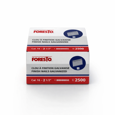 Clou à finition galvanisé calibre 16 2" photographié sur fond neutre avec mise au point sur la robustesse du clou