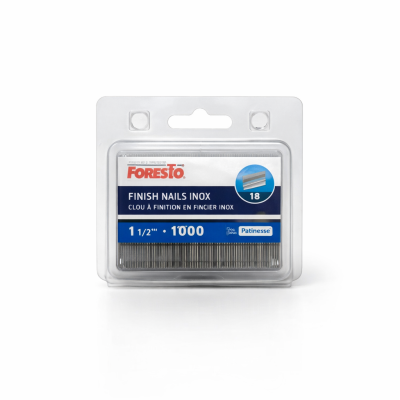 Clou à finition acier inox calibre 18 1 1/2" avec surface inoxydable visible