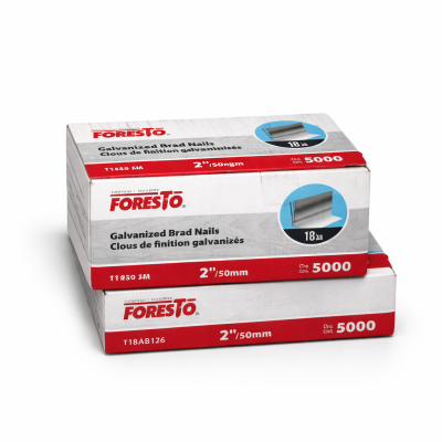 Clou à finition galvanisé calibre 18 2" photographié sur fond neutre avec mise au point sur la finesse du clou