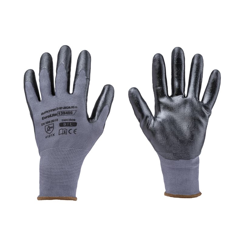 Gant de precision en polyamide grandeur 9 L photographie sur fond neutre avec mise au point sur la texture du tissu