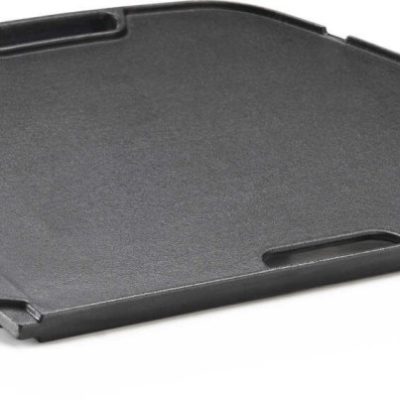 Plaque réversible en fonte émaillée Napoléon pour TravelQ 285 sur fond blanc, montrant face lisse et nervurée