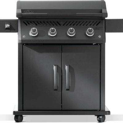 Plancha Rogue PRO Phantom 30 po Napoléon sur chariot noir avec surface inox visible