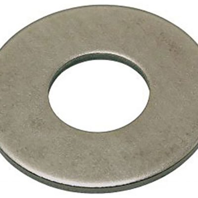 Rondelle 3/8" acier plat standard sur fond blanc vue détaillée des dimensions