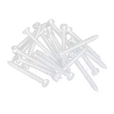 Vis à soffit Kaycan #143501 #8 x 1 1/4'' blanc sur fond blanc, mise au point sur tête cylindrique et embout carré