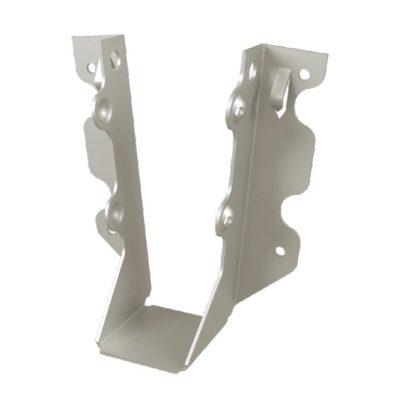 MiTek JUS26‑TZ étrier solive 2x6 triple zinc sur fond blanc vue technique