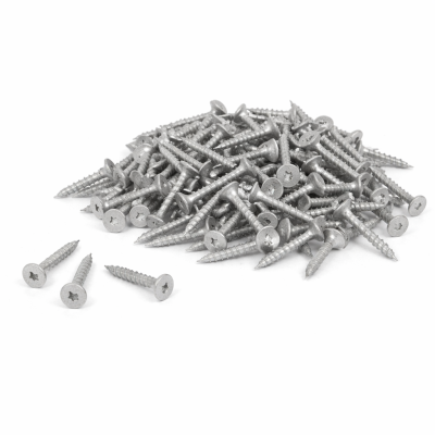 Vis à fibro-ciment/métal 1 1/4″ pointe auto-perceuse DSG8114C1 pack 100 vis acier sur fond blanc