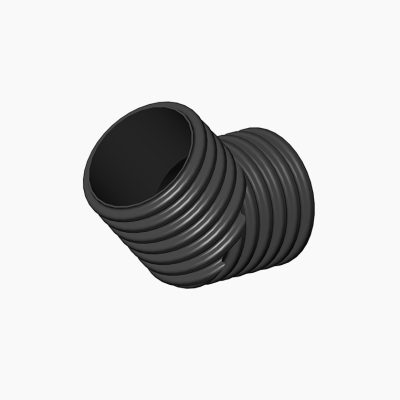 Coude 45° Soleno Solflo Max 33C4508 8" PEHD sur fond blanc avec focus sur l’angle de déviation.