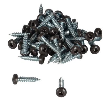 Vis à fascia Kaycan #144213 #6 x 5/8'' noir sur fond blanc, mise au point sur tête cylindrique et embout carré