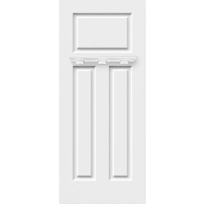 Porte d’acier Victoria Shaker 36 pouces ouverture gauche photographiée sur fond neutre avec mise au point sur le design Shaker et le panneau