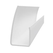 Moulure en J Trusscore 3/4" x 10' PVC sur fond blanc, vue en perspective et détails du profil