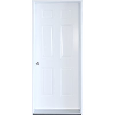 Porte d’acier B01 34 pouces ouverture gauche photographiée sur fond neutre avec mise au point sur la surface et le cadre