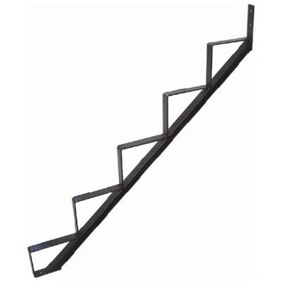 Limon d’aluminium noir PYLEX 5 marches pour escalier extérieur sur fond blanc.