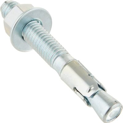 Ancrage à béton Power-Stud SD1 1/2" x 5 1/2" 50 pcs photographié sur fond blanc avec mise au point sur le filetage et la tête