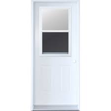 Porte d’acier embossée 36 pouces ouverture droite avec fenêtre fixe photographiée sur fond neutre