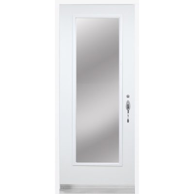 Porte d’acier A13 36 po ouverture gauche sur fond neutre avec mise au point sur le panneau et le cadre