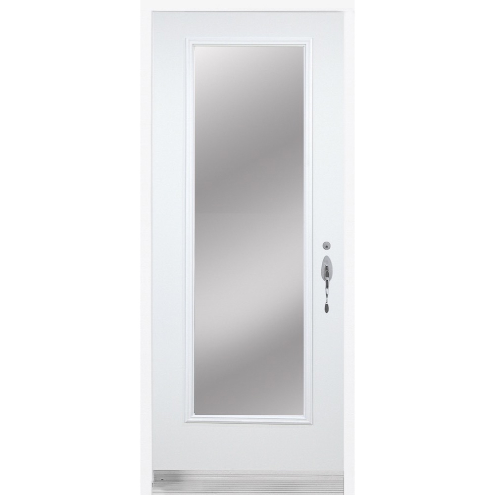 Porte d’acier A13 36 po ouverture gauche sur fond neutre avec mise au point sur le panneau et le cadre