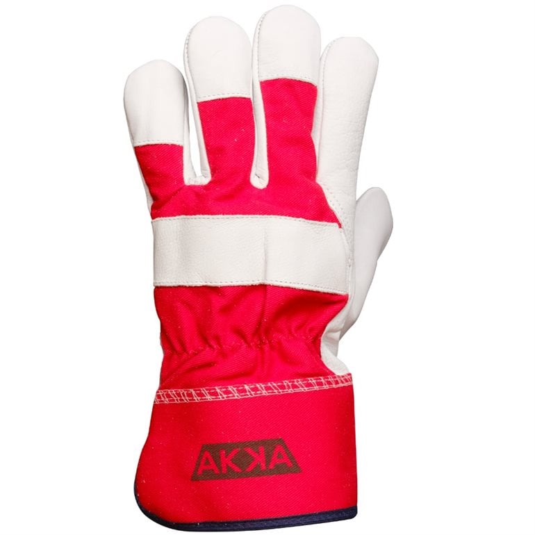 Gant cuir double Thinsulate S7DT11 rouge et gris photographie sur fond neutre avec mise au point sur la texture du cuir et la doublure isolante