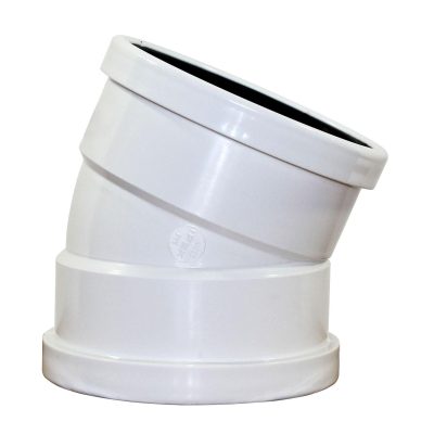 Coude 22,5° SDR 5 po PVC IPEX 043968 sur fond neutre vue du profil