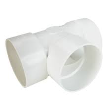 Raccord Té SF‑Max 4″ Uni 100 mm PEHD sur fond blanc, mise au point sur les trois embranchements.