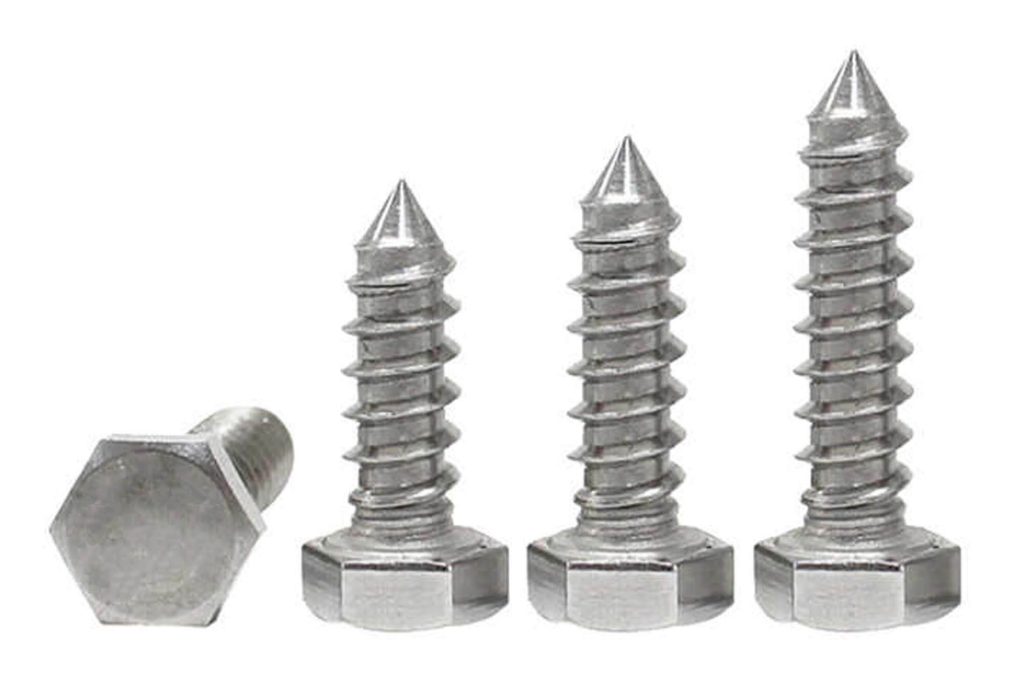 Tire-fond 1/4" x 2 1/2" en acier galvanisé photographié sur fond blanc avec mise au point sur la tête et filetage