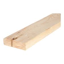 Planche d’épinette Lebel 2 po x 6 po x 10 pi stud KD HT photographiée sur fond neutre avec mise au point sur la texture du bois