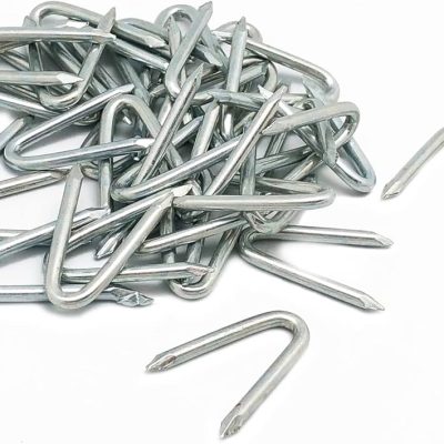 Crampe galvanisé 3/4" agrafes acier galvanisé fixation isolants et membranes sur fond blanc.