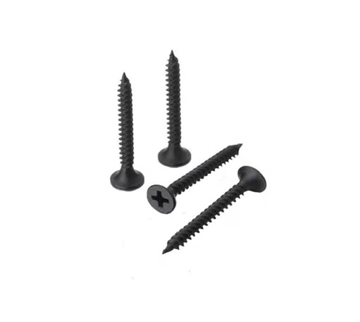 Vis à gypse #6 1″ gros filet pack 100 vis acier phosphaté sur fond blanc