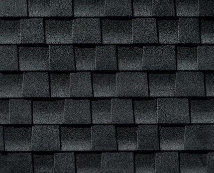 Bardeau GAF Timberline HDZ Charcoal Charbon photographié sur fond neutre avec mise au point sur la texture architecturale