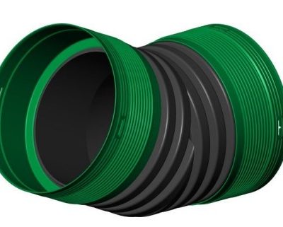 Raccord Y SF-Max 6″ clip PEHD 150 mm pour drainage sur fond blanc, mise au point sur les trois embranchements.