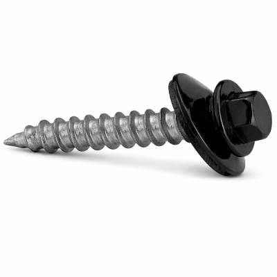 Vis à tôle #14 x 1 1/2" galvanisé acier tête hexagonale avec rondelle EPDM sur fond blanc