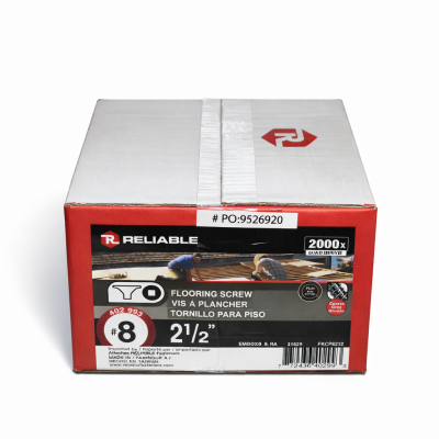 Vis à plancher #8 2 1/2″ pack 2000 vis acier sur fond blanc