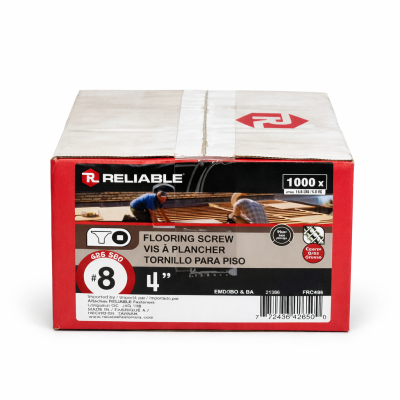 Vis à plancher #8 4″ pack 1000 vis acier sur fond blanc